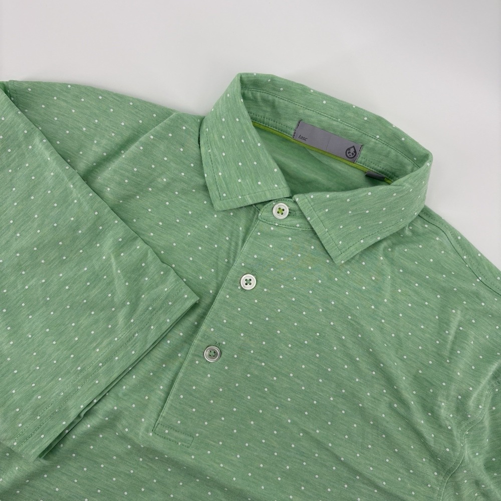 Tasc Golf Polo Performance Men Size Small Green White Polkadots